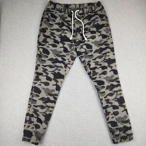 H&M Divided Mens Gray Camo Jogger Pants Size 36 Elastic Drawstring Waist Cotton